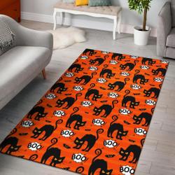 Halloween Black Cat Pattern Print Area Rug Living Room Rug Home Decor