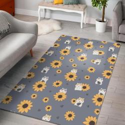 Hamster Sunflower Pattern Print Area Rug Living Room Rug Home Decor