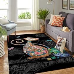 Happy Flowered Cat Area Rug Living Room Rug Home Decor Hfc190827 Ofd
