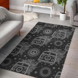Hippie Van Peace Sign Pattern Print Area Rug Living Room Rug Home Decor