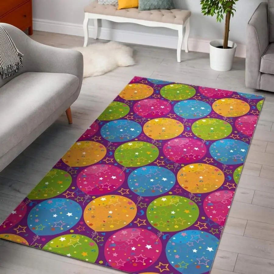 Hot Air Balloon Colorful Pattern Print Area Rug Living Room Rug Home Decor