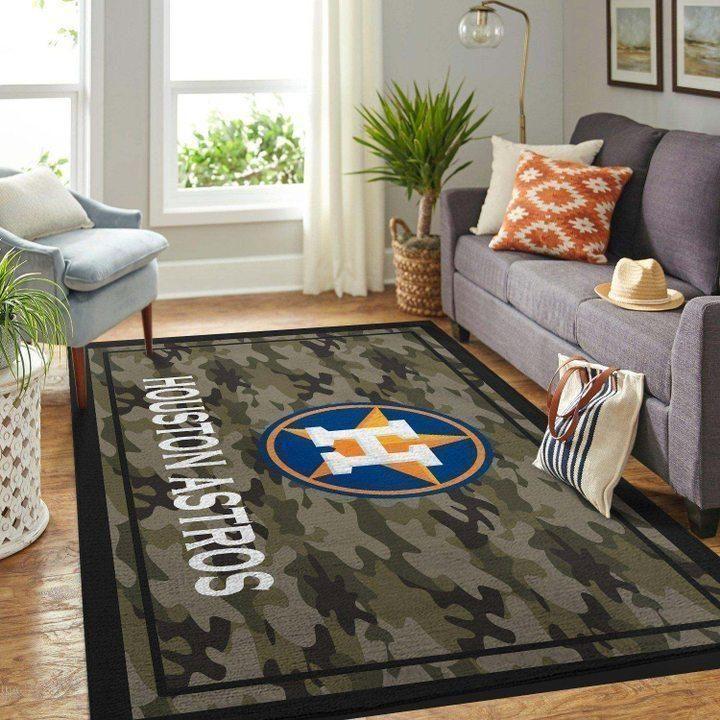 Houston Astros Camo Area Rug Mlb Baseball Team Logo Living Room Rugs V4269