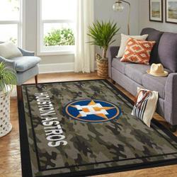 Houston Astros Camo Area Rug Mlb Baseball Team Logo Living Room Rugs V8387