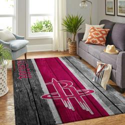 Houston Rockets Nba Wooden Style Living Room Rug Regtangle Carpet