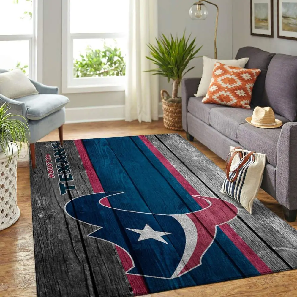 Houston Texans Nfl Wooden Style Living Room Carpet Sports Rug Regtangle Carpet