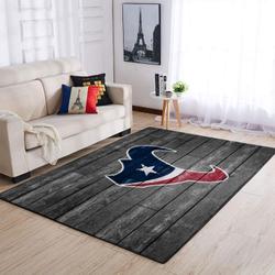 Houston Texans Nfl Grey Wooden Style Living Room Regtangle Carpet
