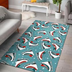 Ice Skate Snowflake Print Pattern Area Rug Living Room Rug Home Decor