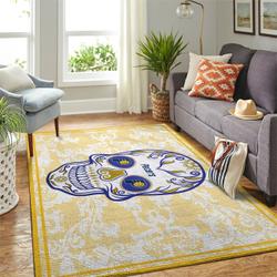 Indiana Pacers Nba Skull Flower Style Living Room Carpet Rug Regtangle Carpet