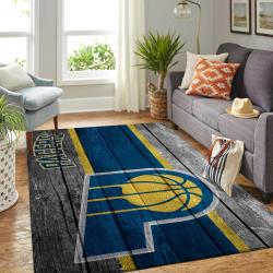 Indiana Pacers Nba Wooden Style Living Room Carpet Sports Rug Regtangle Carpet