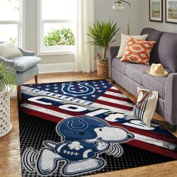 Indianapolis Colts Nfl American Flag Snoopy Living Room Rug Regtangle Carpet