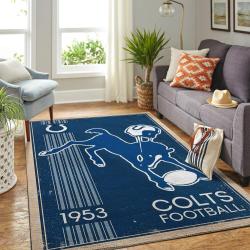 Indianapolis Colts Nfl Retro Style Living Room Sports Rug Regtangle Carpet