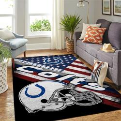 Indianapolis Colts Nfl American Flag Living Room Sports Rug Regtangle Carpet