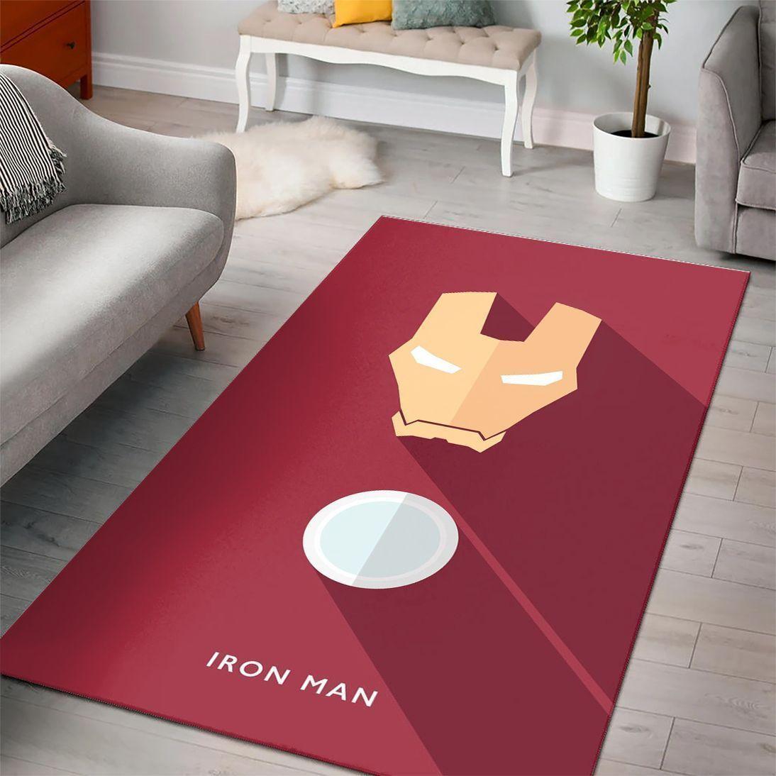 Iron Man Logo Marvel Movies Area Rugs Living Room Carpet Rug Regtangle
