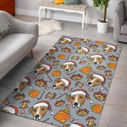 Jack Russell Dog Christmas Pattern Print Area Rug Living Room Rug Home Decor