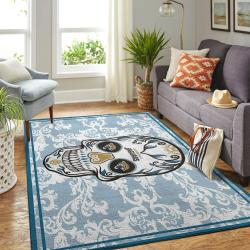 Jacksonville Jaguars Nfl Skull Flower Living Room Sports Rug Regtangle Carpet