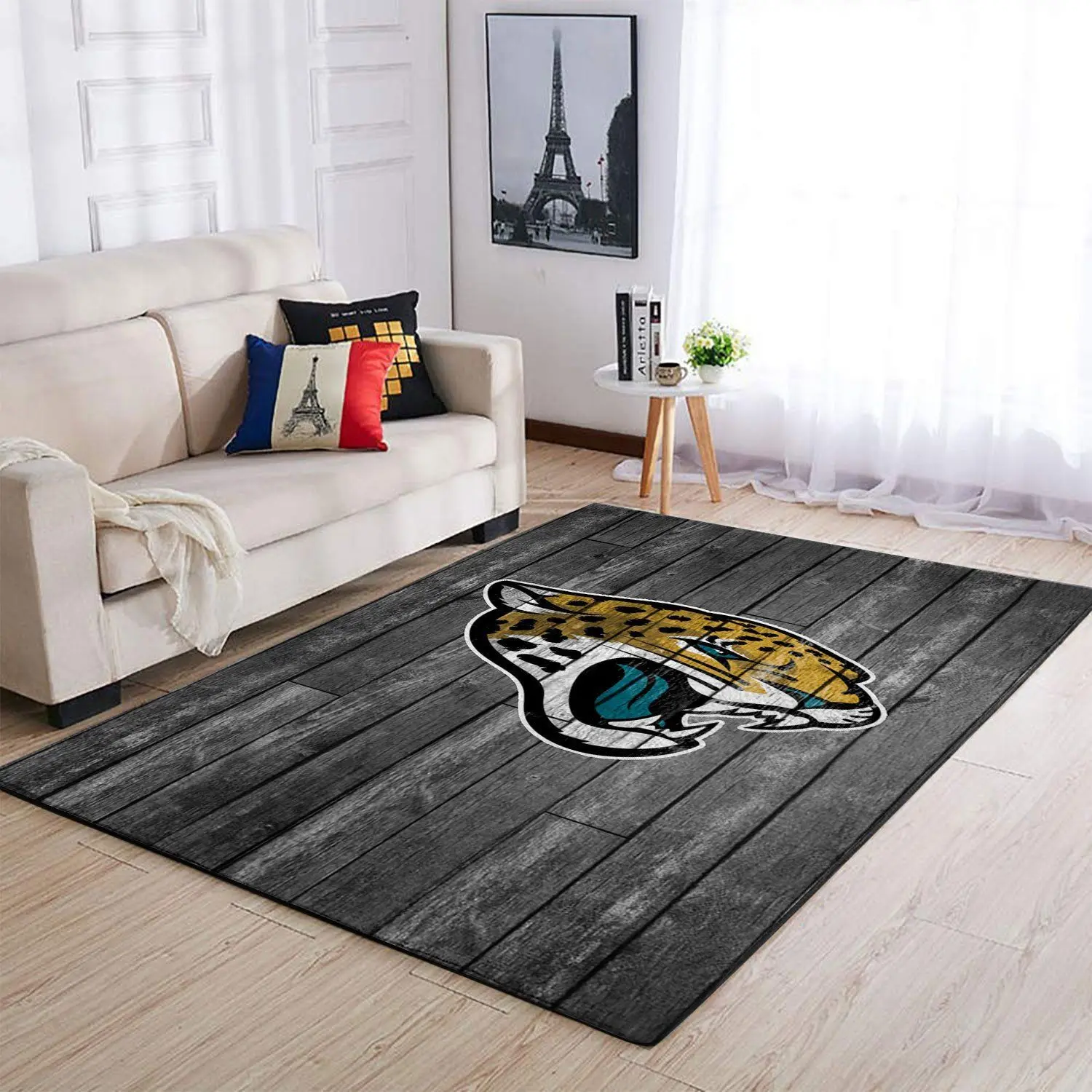 Jacksonville Jaguars Nfl Grey Wooden Living Room Sports Rug Regtangle Carpet