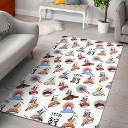 Japanese Sushi Kawaii Pattern Print Area Rug Living Room Rug Home Decor