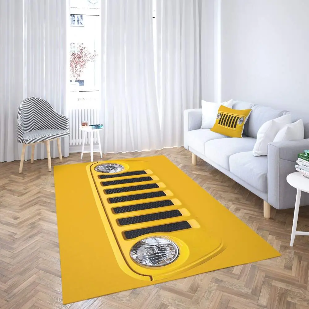Jeep Area Rug Yellow Living Room Carpet Rug Regtangle Carpet Floor Decor Home Decor