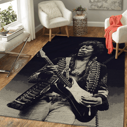Jimi Hendrix With A Guitar Music Artist Art For Fans Area Rug Living Room Carpet Rug Regtangle Carpet Floor Decor Home Decor