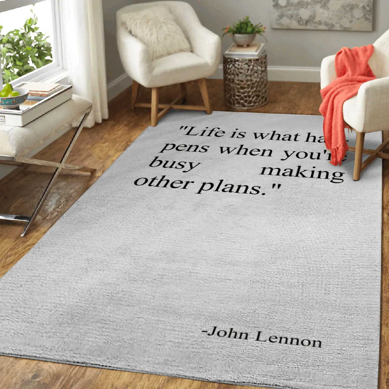 John Lennon Life Is What Happens When You’Re Busy Making Other Plans Area Rug Rug Regtangle Carpet Floor Decor Home Decor