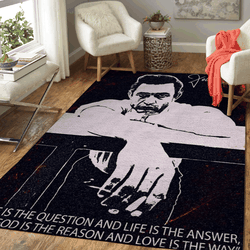 Johnny Cash Quotes Life Is The Question Pop Art Area Rug Area Rug Living Room Carpet Rug Regtangle Carpet Floor Decor Home Decor