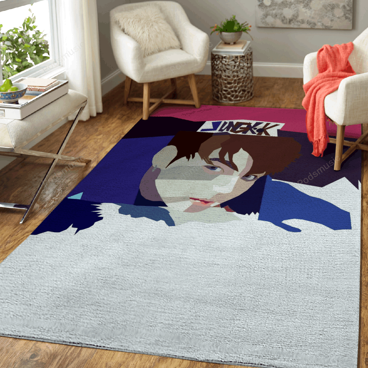 Jungkook In Blue Music Art For Fans Area Rug Living Room Carpet Rug Regtangle Carpet Floor Decor Home Decor
