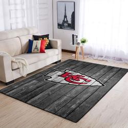 Kansas City Chiefs Nfl Grey Area Rugs Wooden Style Living Room Regtangle Carpet