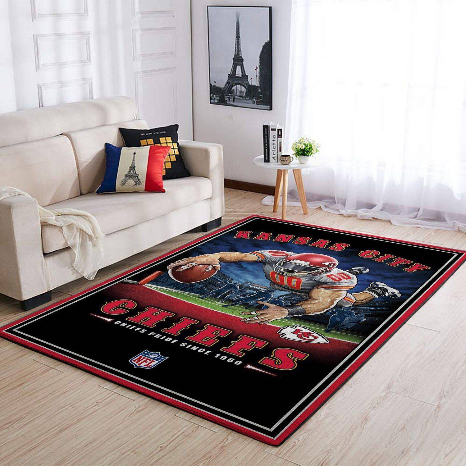 Kansas City Chiefs Nfl Team Pride Rectangle Rug Living Room Regtangle Carpet