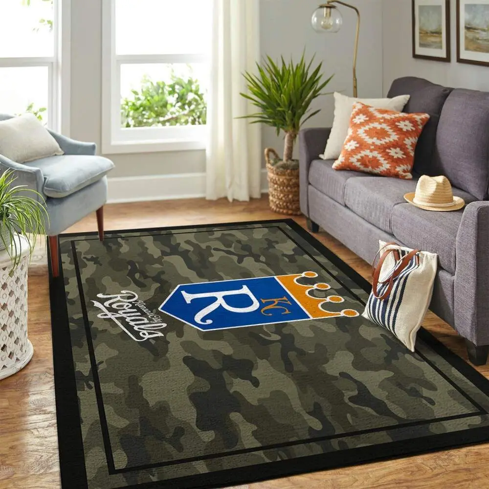 Kansas City Royals Mlb Area Rugs Living Room Carpet Team Logo Camo Home Rug 3