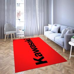 Kawasaki Area Rug Black & Red Logo Living Room Carpet Rug Regtangle Carpet Floor Decor Home Decor