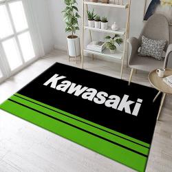 Kawasaki Logo Black And Green Beautifull Carpet Living Room Area Rug Home Decor