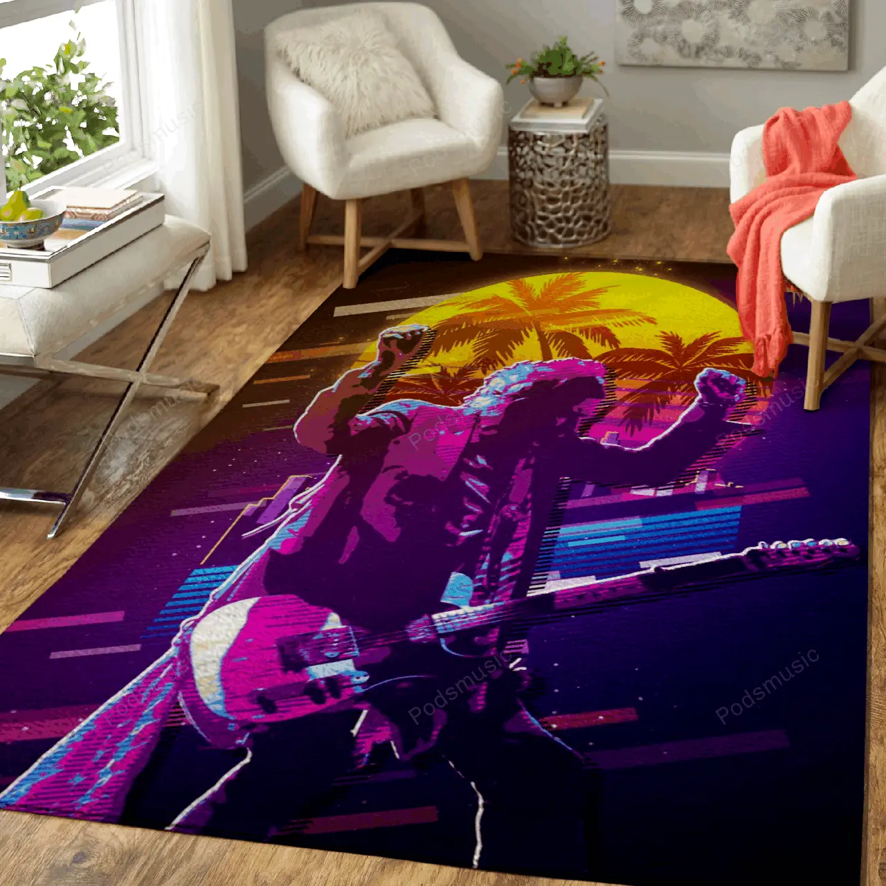 Keith Richards 80S Artwork Music Synthwave 80S Art For Fans Area Rug Living Room Carpet Rug Regtangle Carpet Floor Decor Home Decor
