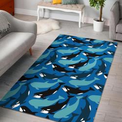 Killer Whale Orca Pattern Print Area Rug Living Room Rug Home Decor