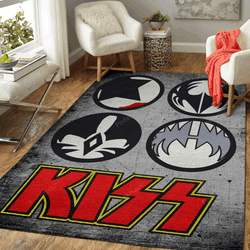Kiss Circular Metallic Music Art For Fans Area Rug Living Room Carpet Rug Regtangle Carpet Floor Decor Home Decor