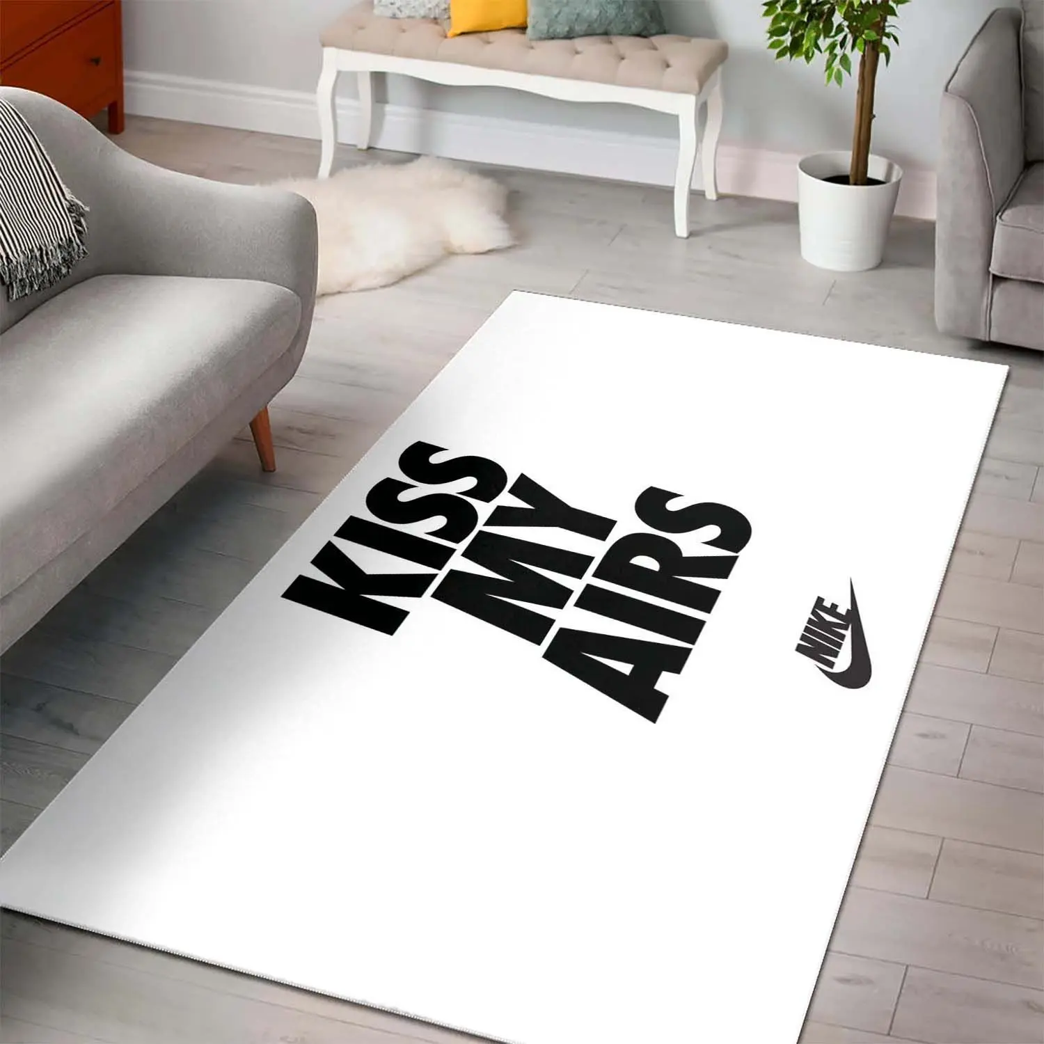 Kiss My Airs Nike Area Rug Hypebeast Carpet Fashion Brand Living Room Rugs Rug Regtangle Carpet Floor Decor Home Decor V2182
