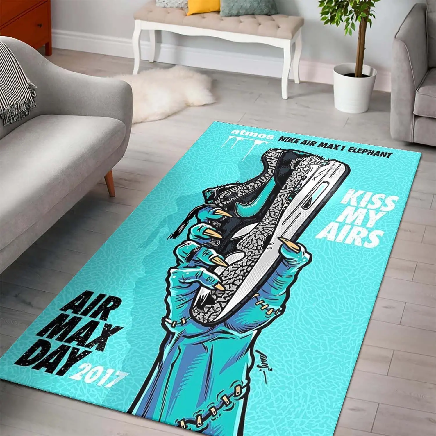 Kiss My Airs Nike Area Rug Hypebeast Carpet Fashion Brand Living Room Rugs Rug Regtangle Carpet Floor Decor Home Decor V2185