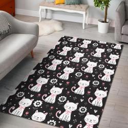 Kitten Floral Cat Pattern Print Area Rug Living Room Rug Home Decor