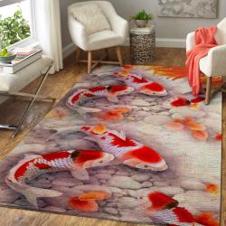 Koi Fish Area Rug 191016 Animal Print Ofd Area Rug Living Room Carpet Rug Regtangle Carpet Floor Decor Home Decor