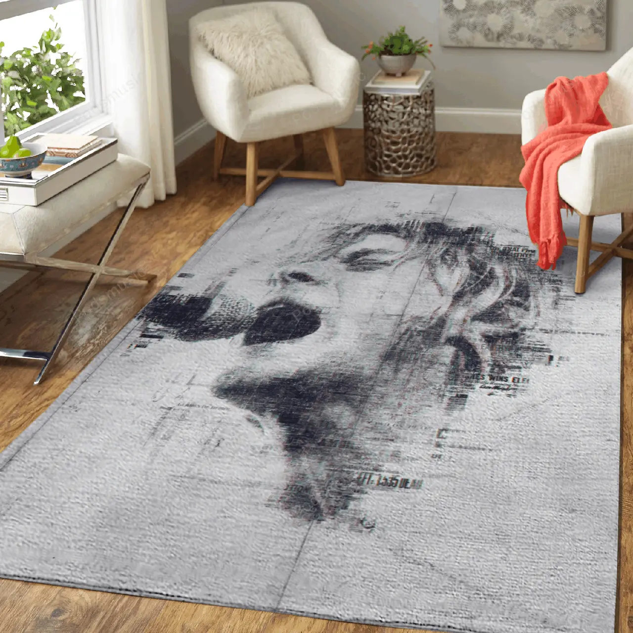 Kurt Cobain Illustration Music Art For Fans Area Rug Living Room Carpet Rug Regtangle Carpet Floor Decor Home Decor