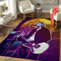 Kurt Cobain Live 80S Artwork Music Synthwave 80S Art For Fans Area Rug Living Room Carpet Rug Regtangle Carpet Floor Decor Home Decor