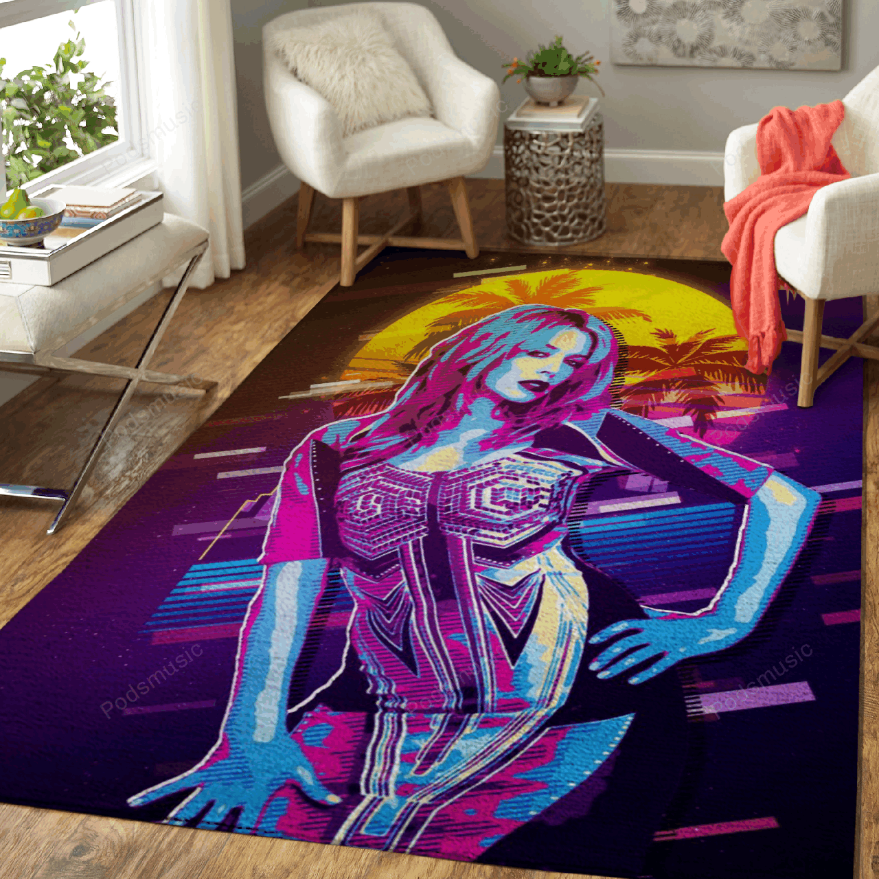 Kylie Minogue 80S Artwork Music Synthwave 80S Art For Fans Area Rug Living Room Carpet Rug Regtangle Carpet Floor Decor Home Decor