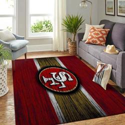 San Francisco 49ers NFL Team Logo Wooden Style Rug Living Room Area Rug