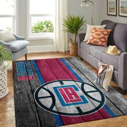 La Clippers Nba Wooden Style Living Room Carpet Sports Rug Regtangle Carpet