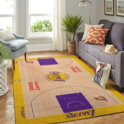 La Lakers Court Area Rug Nba Basketball Team Logo Carpet Living Room Rugs Rug Regtangle Carpet Floor Decor Home Decor V11104