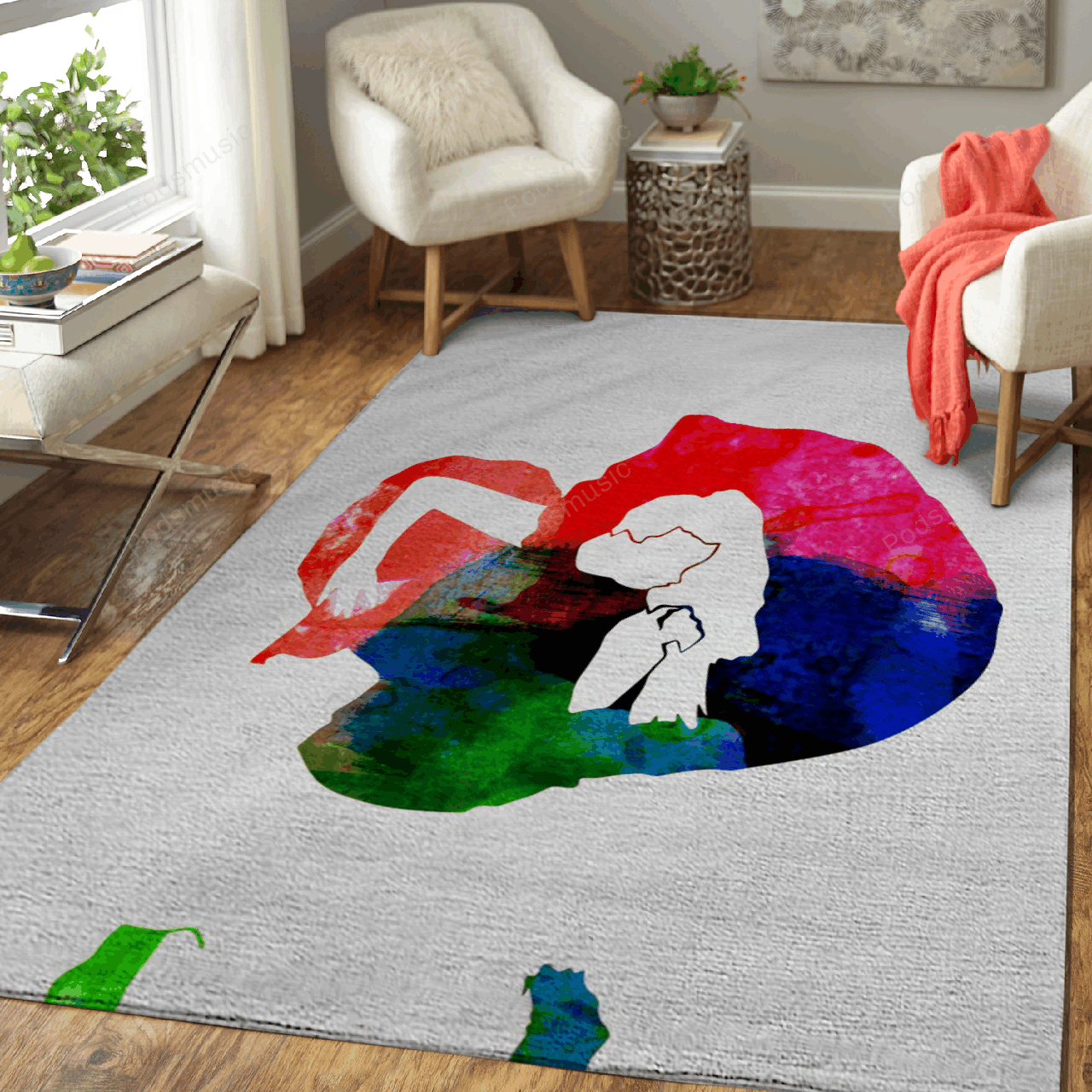 Lady Watercolor Music Legends Art For Fans Area Rug Living Room Carpet Rug Regtangle Carpet Floor Decor Home Decor