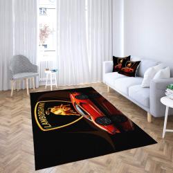 Lamborghini Logo Area Rug Black Red Car Design Living Room Carpet Rug Regtangle Carpet Floor Decor Home Decor
