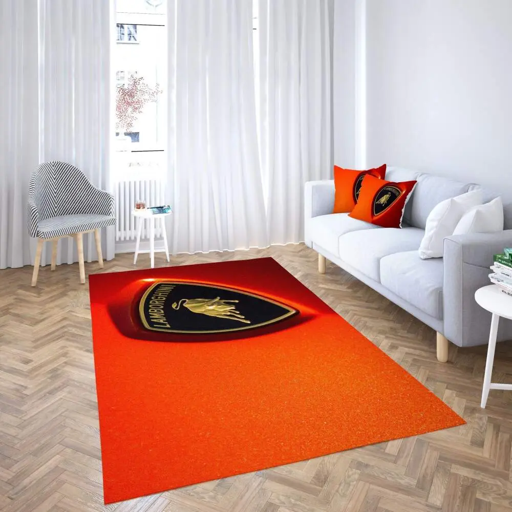 Lamborghini Logo Area Rug Black Red Design Living Room Carpet Rug Regtangle Carpet Floor Decor Home Decor