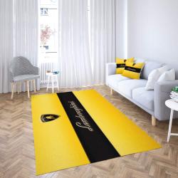 Lamborghini Logo Area Rug Black & Yellow Design Living Room Carpet Rug Regtangle Carpet Floor Decor Home Decor