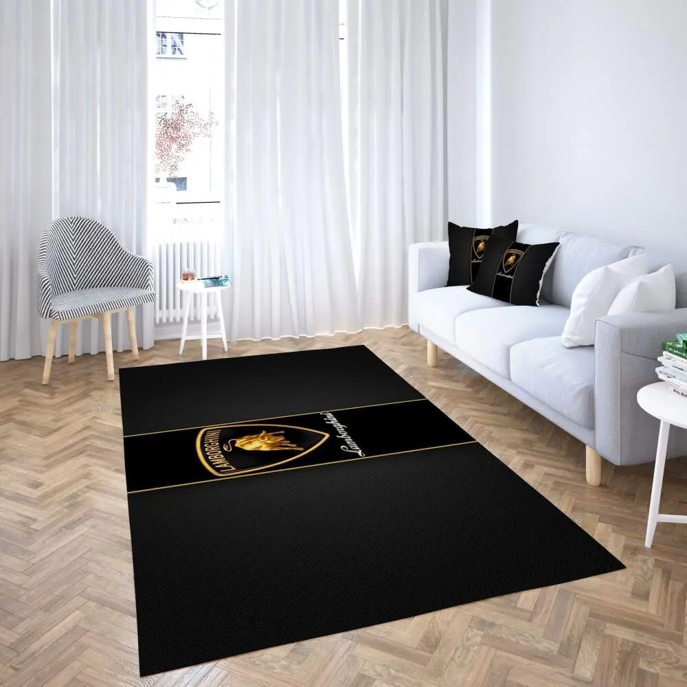 Lamborghini Logo Area Rug Yellow Design Living Room Carpet Rug Regtangle Carpet Floor Decor Home Decor