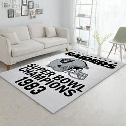 Las Vegas Raiders 1983 Nfl Living Room And Bed Room Rug Rug Regtangle Carpet